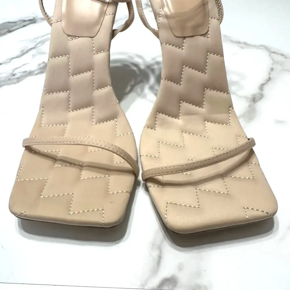 Topshop Square Toe Cushioned Stiletto Heels Size 8W Minimalist Wedding Party